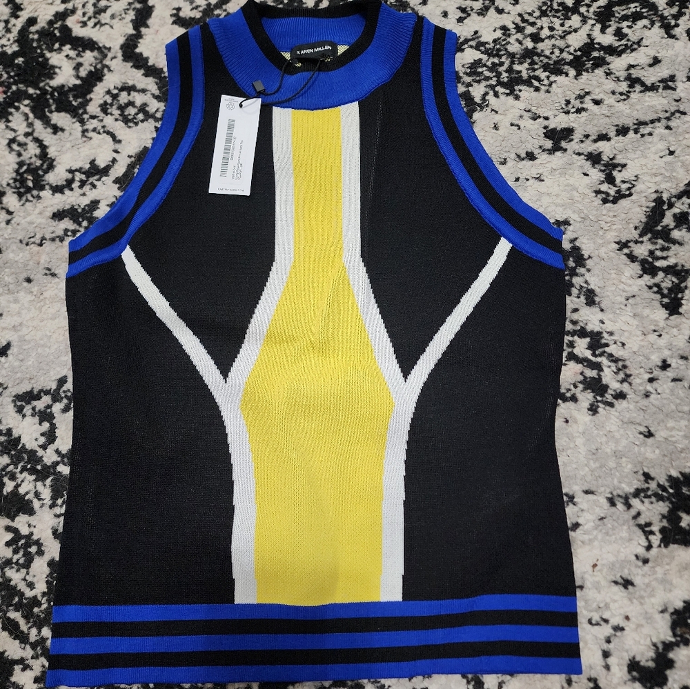 NWT Karen Millen Sporty Colorblock Funnel Neck Top